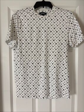 Express White Short-Sleeve Tee with Black flower print